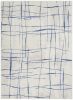 6' X 9' Ivory And Blue Geometric Distressed Area Rug