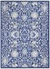 6' X 9' Blue And Ivory Floral Area Rug