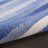 5' X 7' Blue And White Striped Distressed Area Rug
