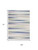 6' X 9' Ivory Blue And Green Striped Distressed Area Rug