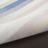 6' X 9' Ivory Blue And Green Striped Distressed Area Rug