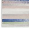 6' X 9' Ivory Blue And Green Striped Distressed Area Rug