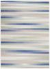 6' X 9' Ivory Blue And Green Striped Distressed Area Rug