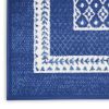 5' X 7' Blue And White Geometric Area Rug