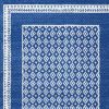 6' X 9' Blue And White Geometric Area Rug