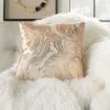 Pink Accent Throw Pillow With Rose Gold Swirl Design