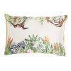 14" X 20" Green And White Cotton Throw Pillow