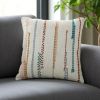Multicolor Embroidered Stripe Throw Pillow