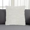 20" White Striped Cotton Blend Throw Pillow
