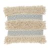 18" Blue And Natural Geometric Cotton Throw Pillow with Texture