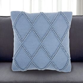 18" Blue Diamond Cotton Blend Throw Pillow with Texture