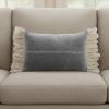 14" X 22" Steel Blue Pillow With Tassels Edges