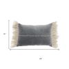14" X 22" Steel Blue Pillow With Tassels Edges
