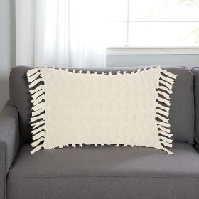 14" X 20" White Cotton Throw Pillow