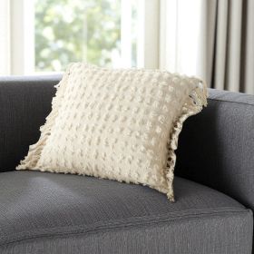Tassel Detailed White Throw Pillow