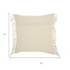 Tassel Detailed White Throw Pillow