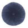 16" X 16" Dark Blue Round Velvet Throw Pillow