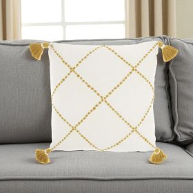 Boho Mustard Cotton Accent Throw Pillow
