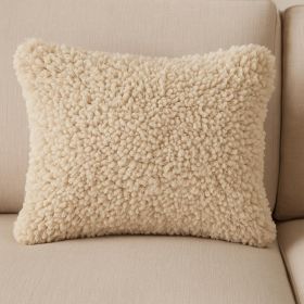 14" X 20" Beige Fabric Lumbar Throw Pillow