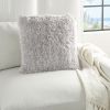 20" Light Gray Shag Accent Throw Pillow
