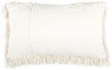 14" X 24" Long Ivory Shag Throw Pillow