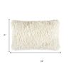 14" X 24" Long Ivory Shag Throw Pillow