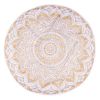 32" X 32" Gold And White Round Geometric Cotton Floor Throw Pillow Cover