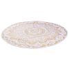 32" X 32" Gold And White Round Geometric Cotton Floor Throw Pillow Cover