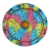 32" Blue And Pink Floor Round Horoscope Throw Pillow Cover with Pompoms