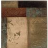 2' X 3' Beige And Brown Floral Block Pattern Scatter Rug