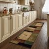 2' X 8' Beige And Brown Floral Block Pattern Runner Rug