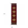 2' X 8' Red And Beige Ikat Pattern Runner Rug
