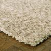 3' X 5' Beige Shag Hand Tufted Area Rug