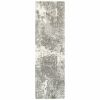 2' X 8' Gray And Ivory Distressed Abstract Runner Rug