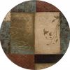 8â€™ Round Beige And Brown Floral Block Pattern Area Rug