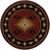 8â€™ Round Red And Beige Ikat Pattern Area Rug