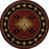 8â€™ Round Red And Beige Ikat Pattern Area Rug