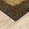 8â€™ Round Brown And Black Abstract Geometric Area Rug