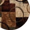 8â€™ Round Brown And Black Abstract Geometric Area Rug