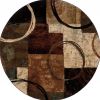 8â€™ Round Brown And Black Abstract Geometric Area Rug
