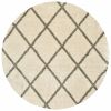 8â€™ Round Ivory And Gray Geometric Lattice Area Rug