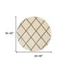 8â€™ Round Ivory And Gray Geometric Lattice Area Rug