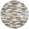 8â€™ Round Gray And Ivory Geometric Pattern Area Rug