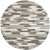 8â€™ Round Gray And Ivory Geometric Pattern Area Rug