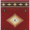 10' X 13' Red And Beige Ikat Pattern Area Rug