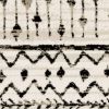 8' Ivory And Black Tribal Runner Rug