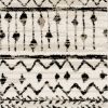 8' Ivory And Black Tribal Runner Rug