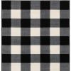 4' X 6' Ivory And Black Gingham Area Rug
