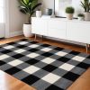 4' X 6' Ivory And Black Gingham Area Rug