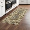 2' X 8' Tan And Gold Central Medallion Indoor Runner Rug
